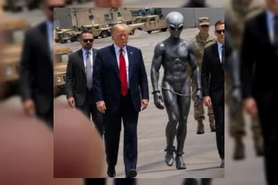 Donald Trump Unggah Foto Bersama Alien di Truth Social, AI atau Nyata?
