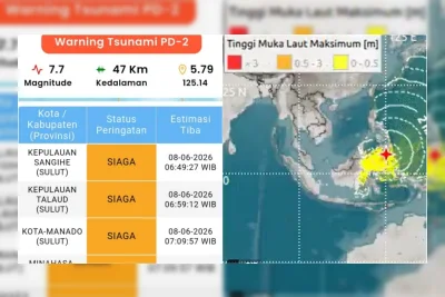 9 Wilayah Indonesia Alami Tsunami Kecil Akibat Gempa M7,7 di Filipina