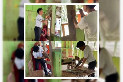 Kambing Sering Masuk Kelas, Guru di Sekolah Terpencil Sulawesi Tengah Perbaiki Pintu Rusak