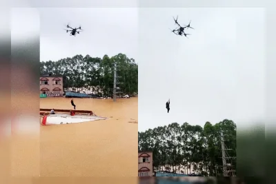 Video Viral: Drone Quadcopter Selamatkan Pria dari Banjir Bandang di China
