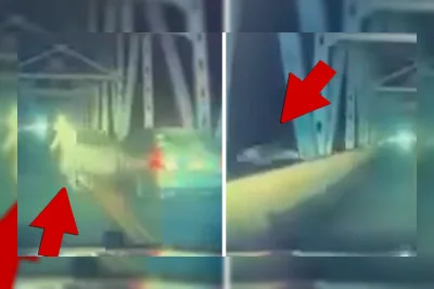 Pengemudi Kabur dari Polisi, Loncat dari Jembatan ke Danau