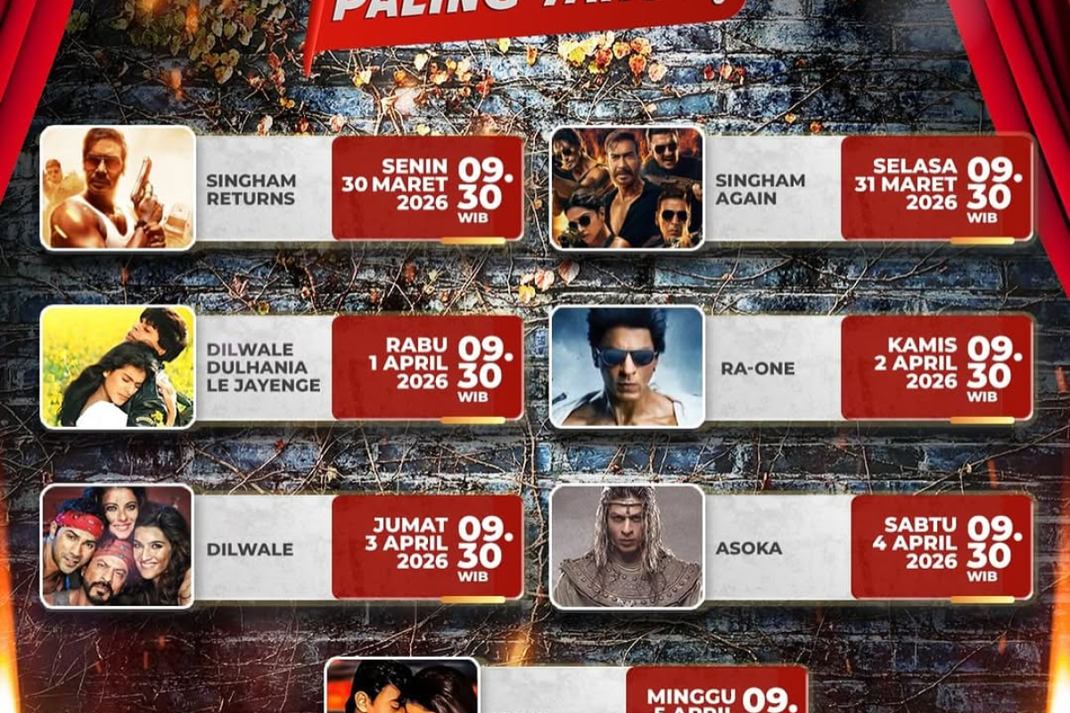 Jadwal Program ANTV Hari ini 1 April 2026 Ada Mega Bollywood Kapoor & Sons dan Dilwale Dulhania Le Jayenge, Series Shani,Vasudha, Langit Untuk Renata Plus Link