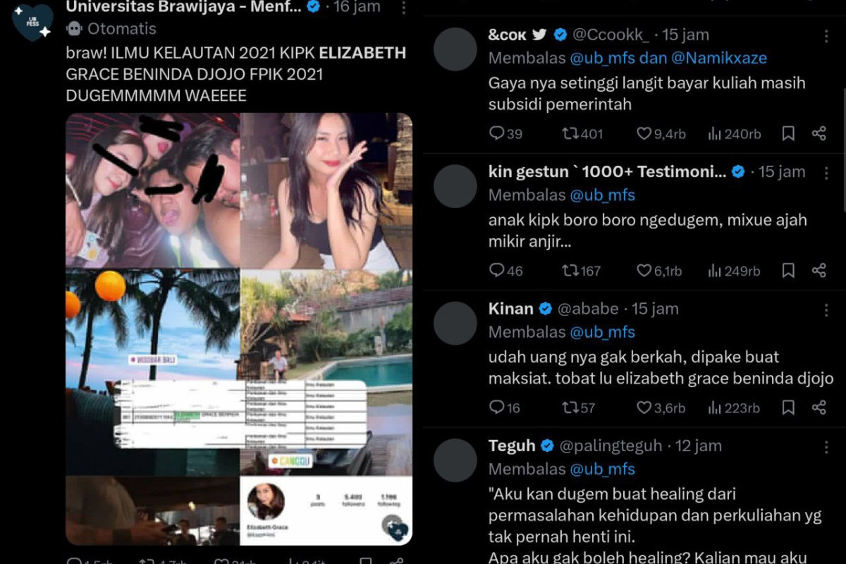 Elizabeth Grace Anak Siapa? Viral Kelakuan Mahasiswi UNIBRAW Gunakan Duit KIP Kuliah Untuk Bayar Dugem dan Hedon di Malang? Cek Akun IG hingga Siapa Orang Tuanya?