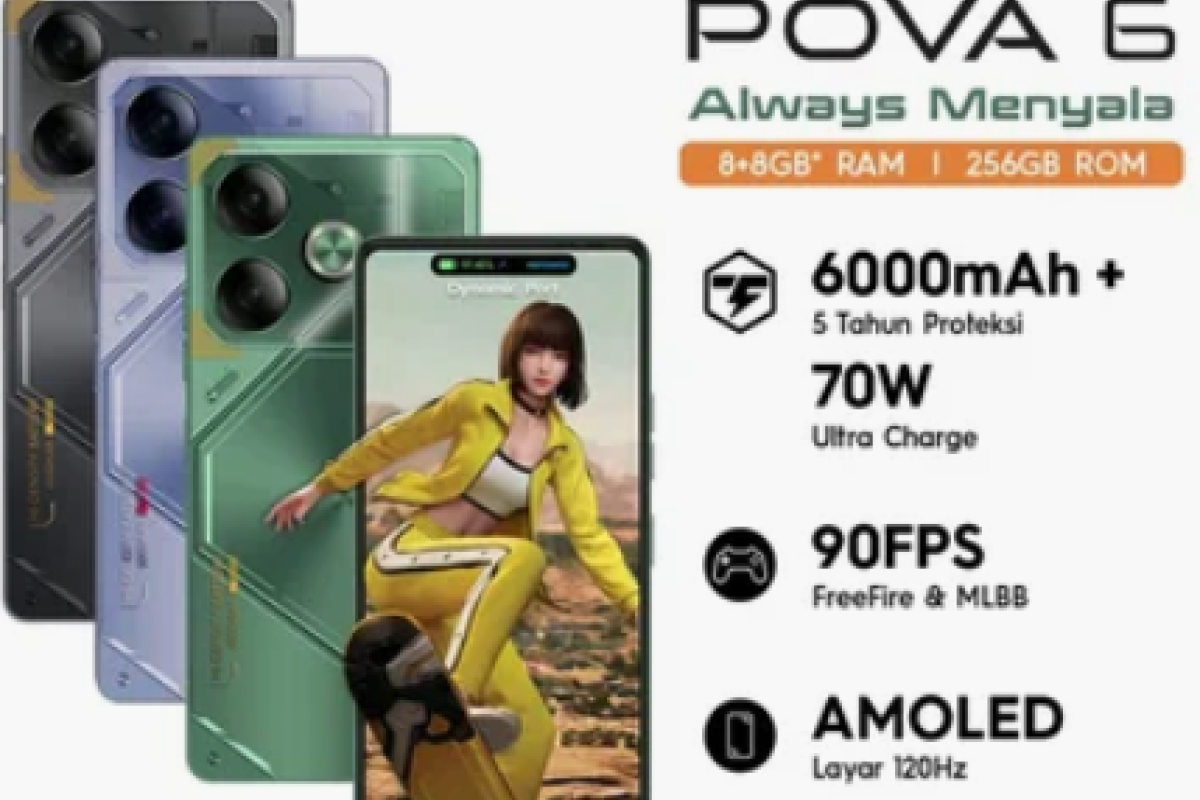Tecno Pova 6 Raksasa Baterai dengan Kamera Selfie Unggulan Kembali Masuk Daftar HP Murah dengan Kamera Selfie 32 MP Terbaik Bersaing dengan Tecno Camon 40
