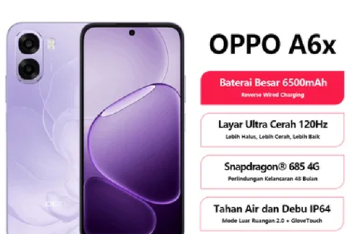 Berapa Harga OPPO A6x? Ponsel Entry-Level dengan Baterai Jumbo dan Layar 120Hz, Benarkah Harganya Dibawah Rp1 Jutaan?
