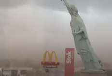 Replika Patung Liberty di Brasil Selatan Tumbang Diterjang Badai Kencang, Viral di Media Sosial